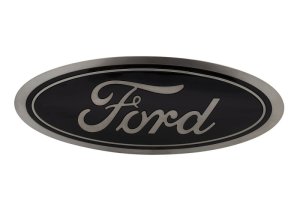 Ford F-150 Emblem Kit - Front/Rear - Ford Racing - Smoked Chrome Oval w/o Camera Provision - Black - `18-`23